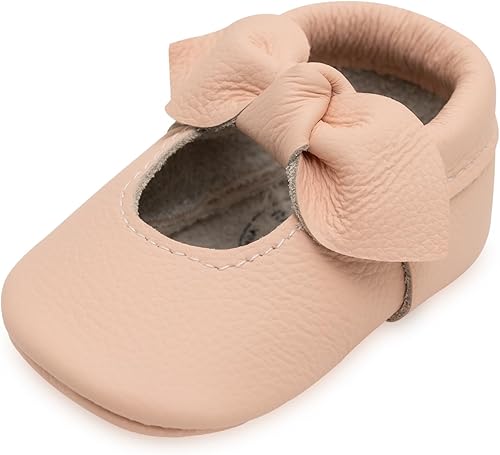 BirdRock Baby Mocasines con lazo y nudo - Zapatos de bebé niña de cuero genuino
