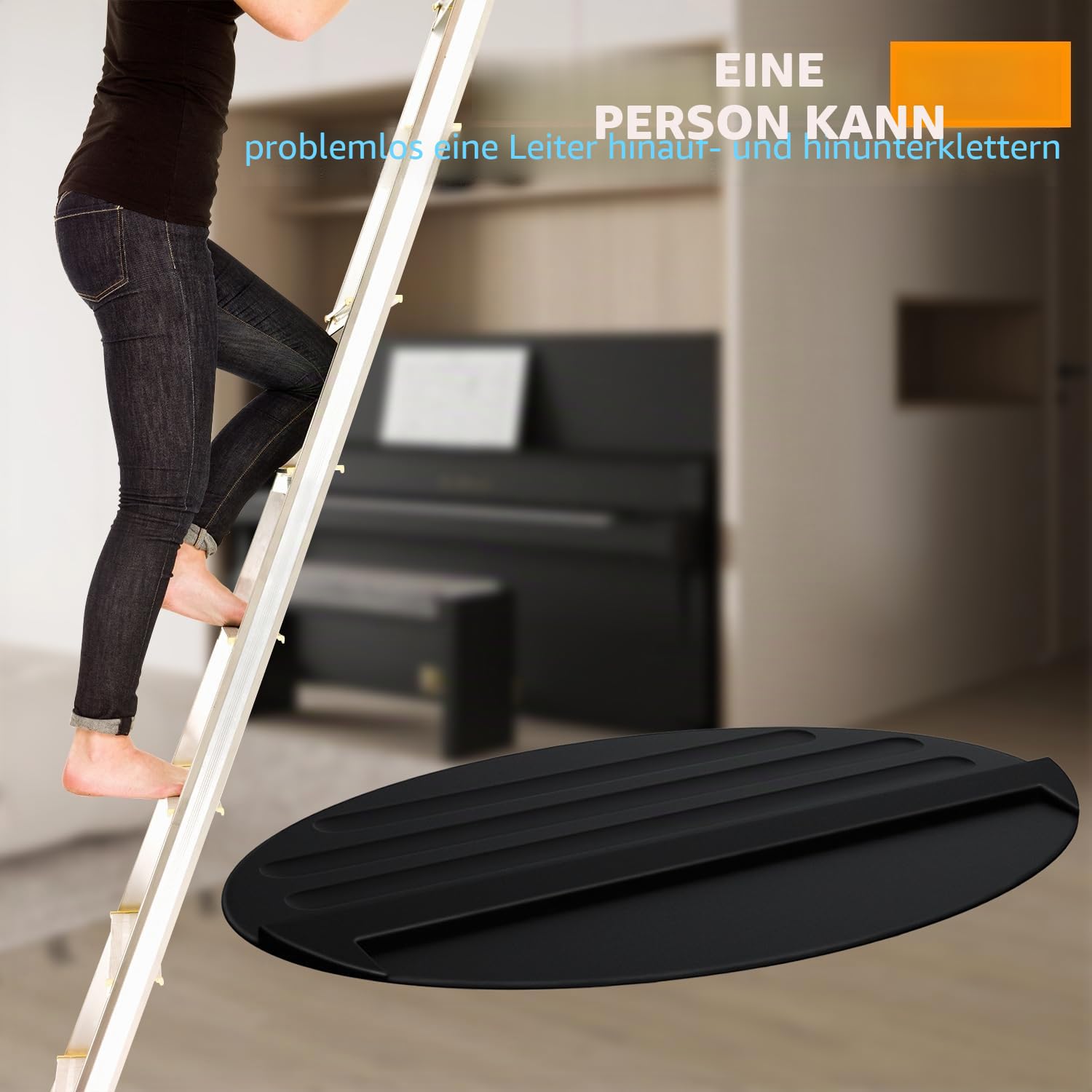 Anti-Rutsch-Leiter-Stop-Matte, 68,6 x 39,9 cm, rutschfestes Gummi-Stabilisator-Pad, rutschfeste Leitern, Hilfsstopper, Bodenschutz, Trittleiter, Teleskop-Zubehör (schwarz)