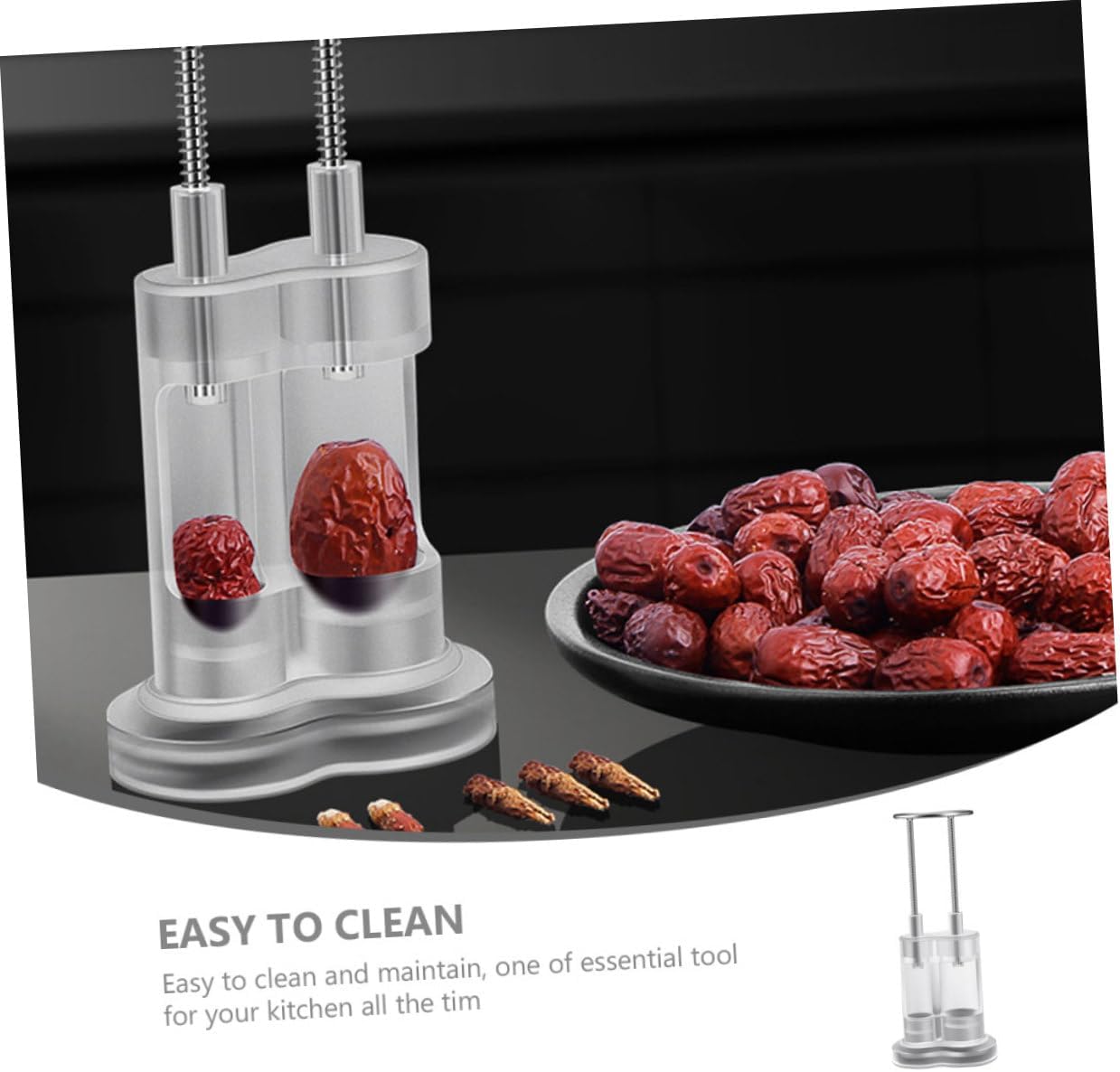 BESPORTBLE Stainless Steel Dual-core Cherry Pitter Tool Manual Fruit Core Remover for Jujube Red Dates Kitchen Kitchen Tool Easy to Use