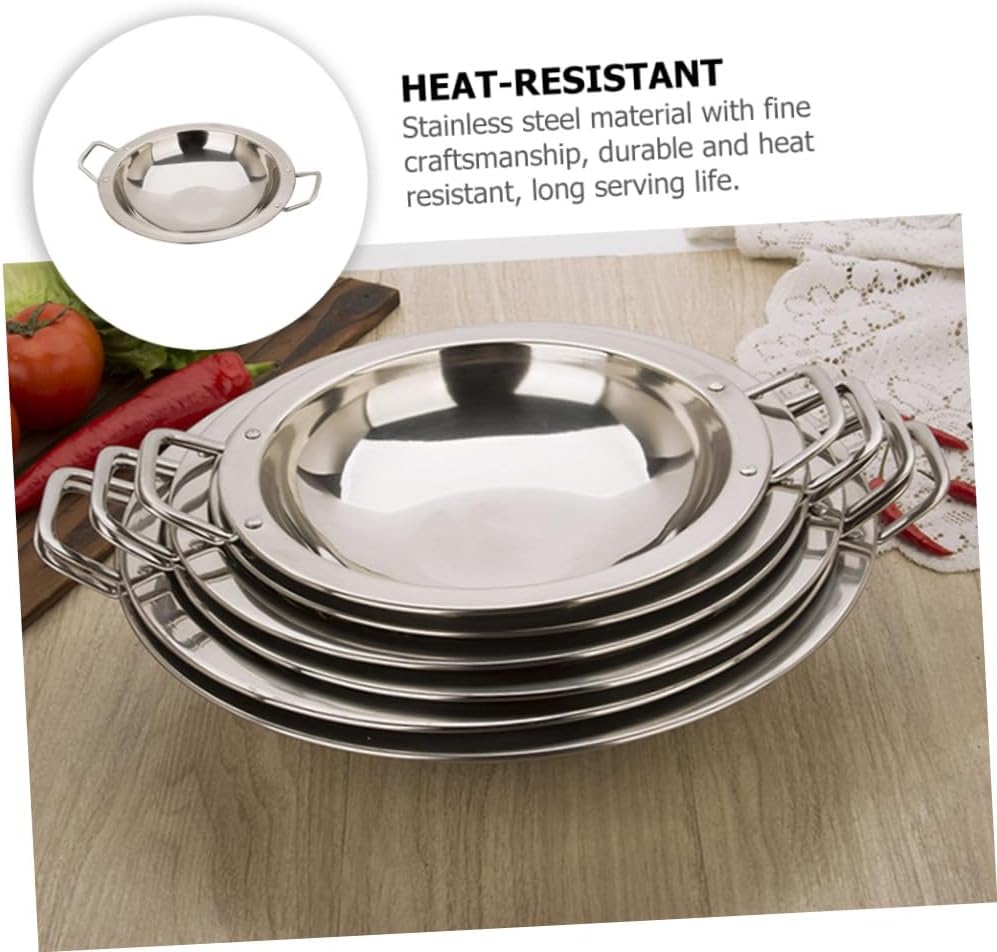 Thickened Stainless Steel Paella Pan with Double Handles