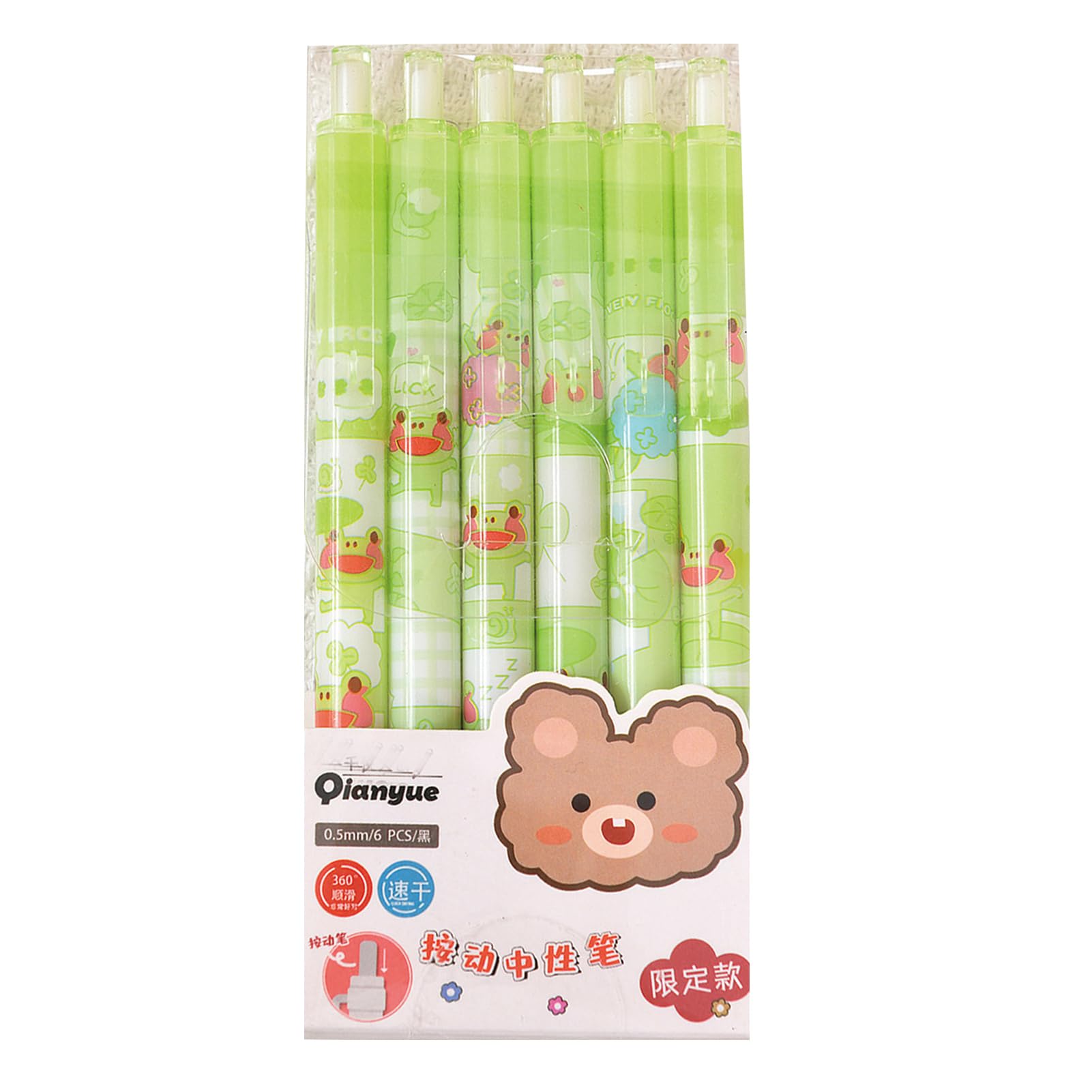 6 Pcs Gel Ink Pens Cute Cartoon Frog Pens 0 5mm Black Ink Retractable Pens Office School Pen