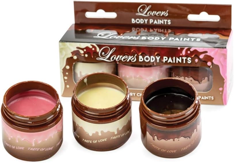 Lovers Body Paints Edible Paint Milk, Dark & Strawberry Flavour Chocolate Couples Gift, Valentine's Gift