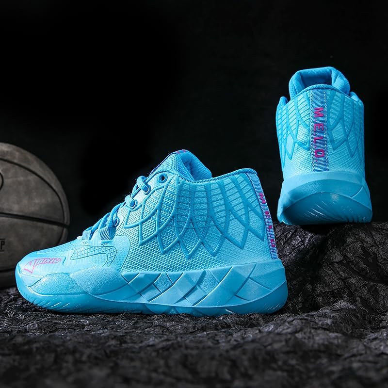 Men's Knitted Mesh Breathable Mid-Top Basketball Shoes with Round Toe, Non-Slip and Lightweight Lace-Up Casual Sports Shoes Suitable for Walking, Running and Daily Travel - Image 3