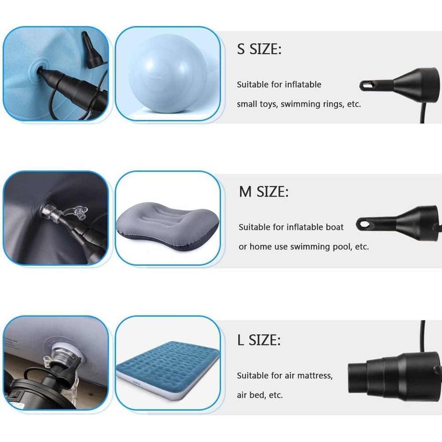 OBEST Buse de Pompe à air,3 Tailles de Buses avec Un diamètre intérieur de 3,2 cm,Adaptateur Pompe Paddle pour Les Matelas gonflables, Les piscines gonflables, et Le matériel de Camping en Plein air