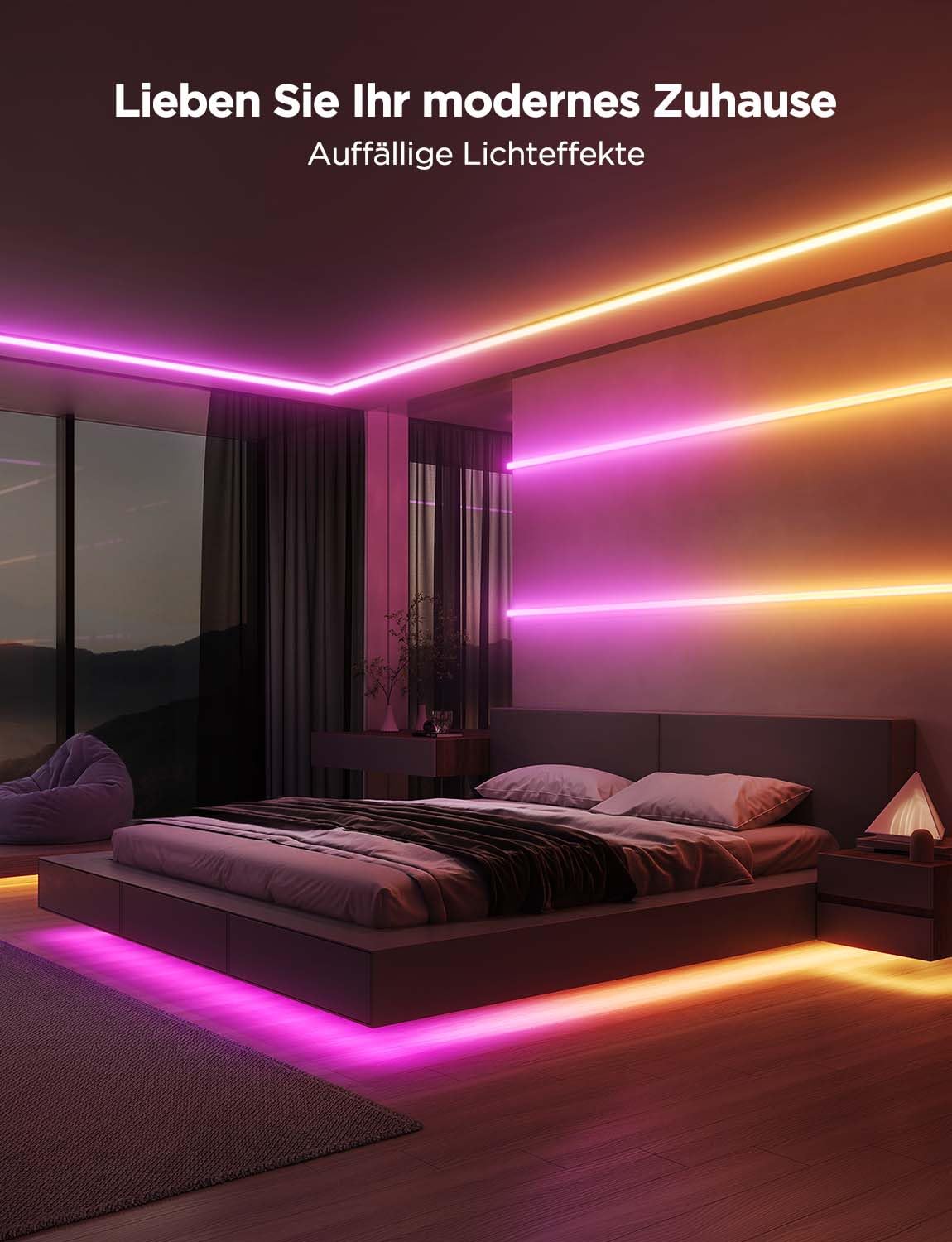 Govee RGBIC LED Strip 5M mit Profil, Kompatibel mit Alexa & Google Assistant, 64 Szenenmodi, APP-Steuerung, Musiksync, Lampe