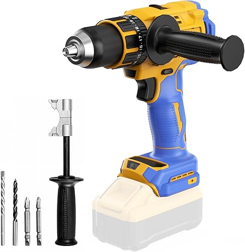 Taladro de Martillo Inalámbrico Compatible con Batería Dewalt 20V Max (Sin Batería) Taladro Eléctrico con Motor Sin Escobillas, Mandíbula Metálica
