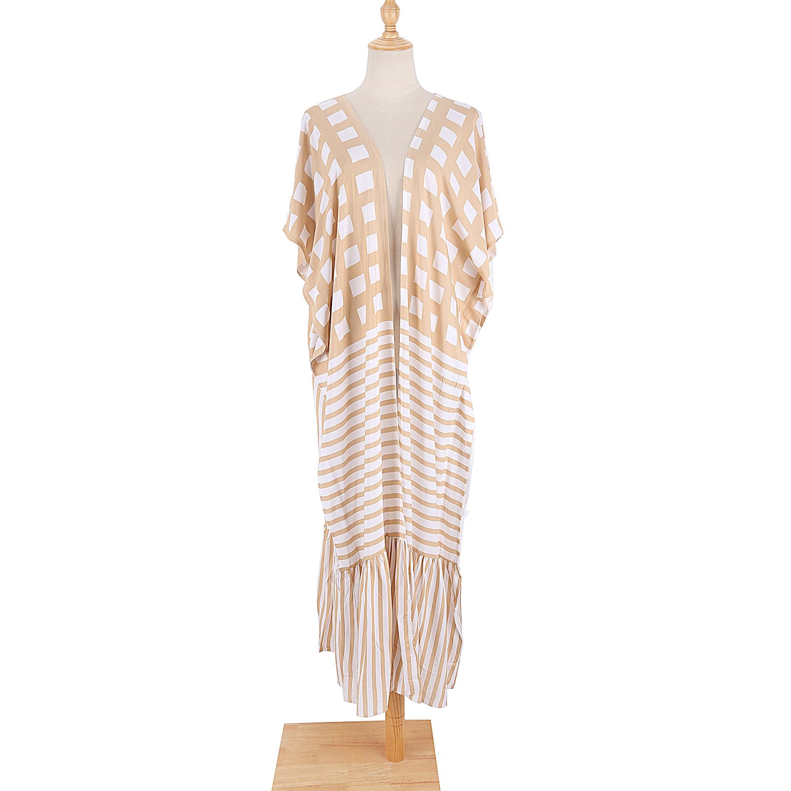 Kimono da donna, stile casual, lungo, stile bohémien, cardigan lungo, caftano, copricostume da bagno da donna, pantaloni/vestito