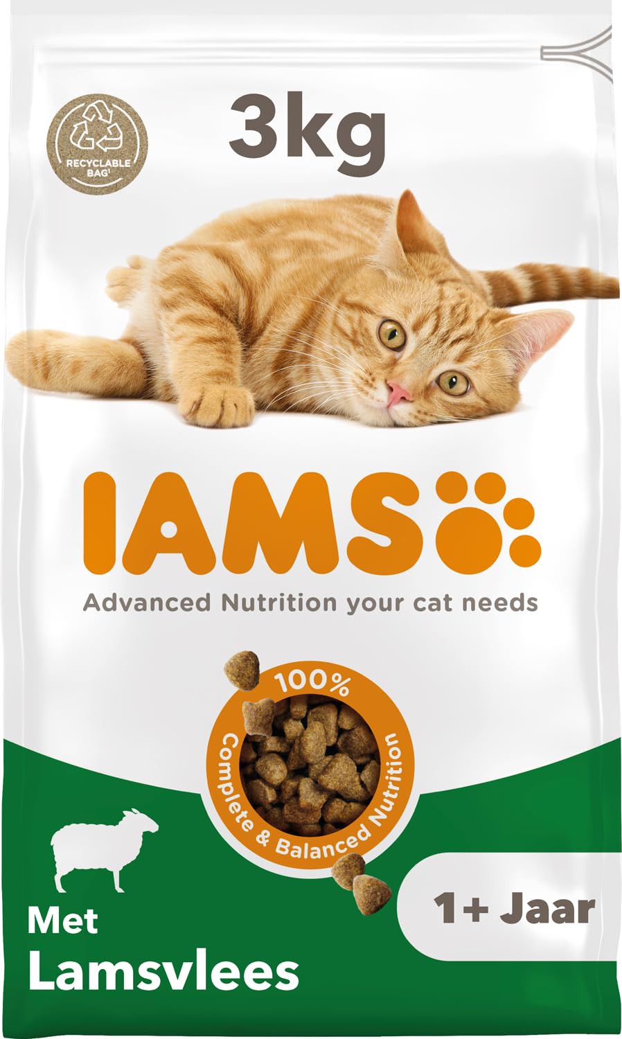 IAMS kattendroogvoer met lamsvlees - droogvoer voor katten van 1-6 jaar, 3 kg