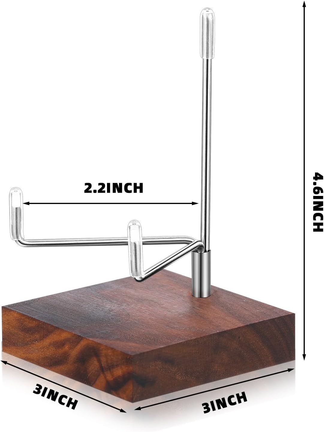 Wenqik 4 Pcs Crystal Display Stand Adjustable Metal Arms Small Rock Display Stand with Wooden Base Geodes Rock Agate Mineral Easel Holder for Collectibles(3.15 x 3.15 x 4.65 Inch,Silver)