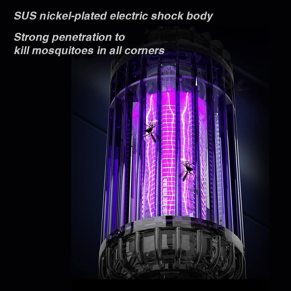 Lampada antizanzare Ricaricabile - Zapper Elettrico per Uso Interno ed Esterno, Trappola per Mosche a Luce UV, insetticida a Parete per Campeggio e Cucina Domestica Funziona a Batteria Grigia