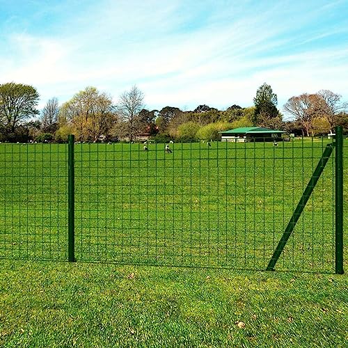Tonture Valla europea de acero para jardín, 25 m de largo, 1,2 m de alto, color verde, recubierto de PVC, con postes y accesorios de montaje para protección visual, delimitación de parcelas y