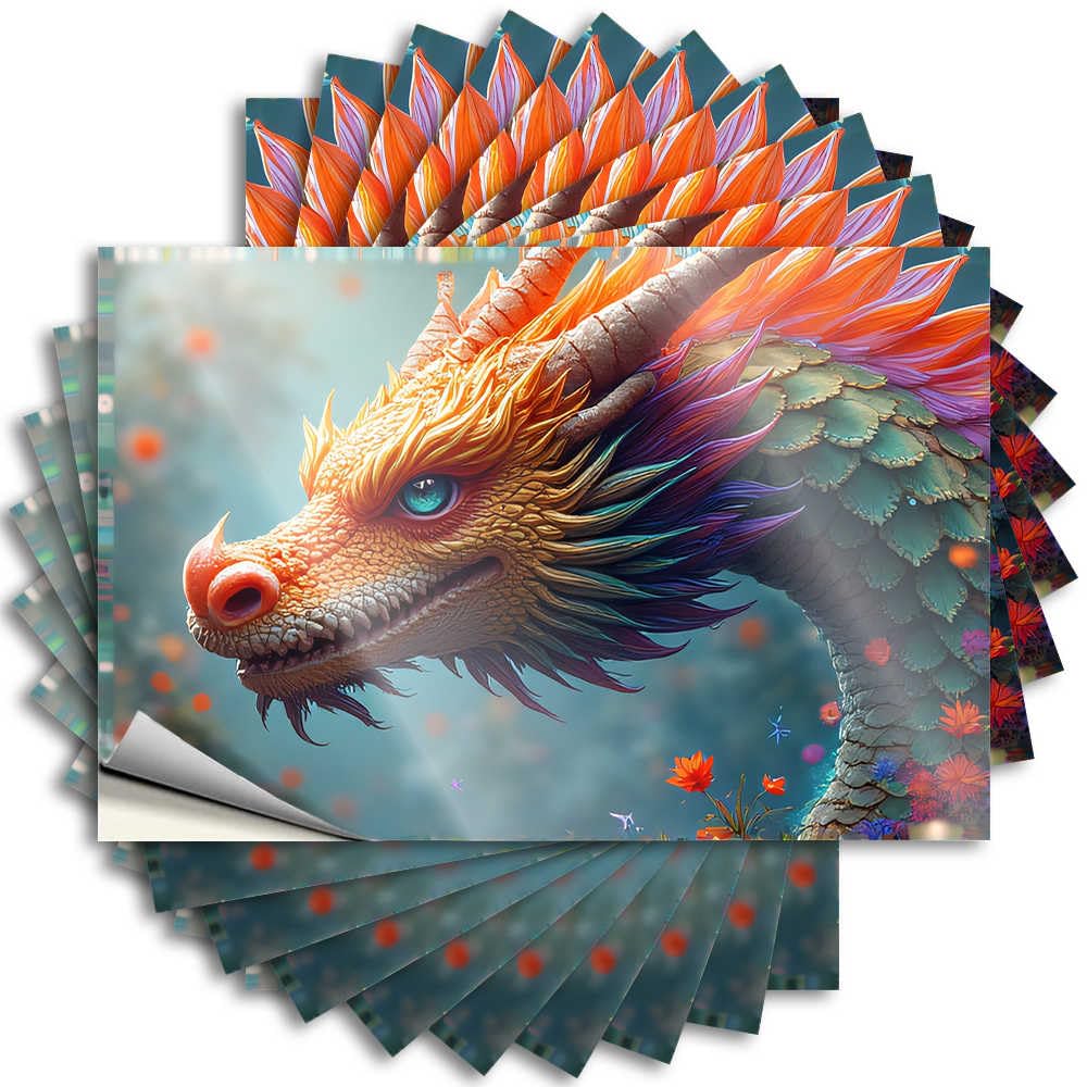 Colorful Dragon in A Fantasy Garden Garage Stuff for Guys Custom - Sticker Garage Waterproof Decal(12X18CM)
