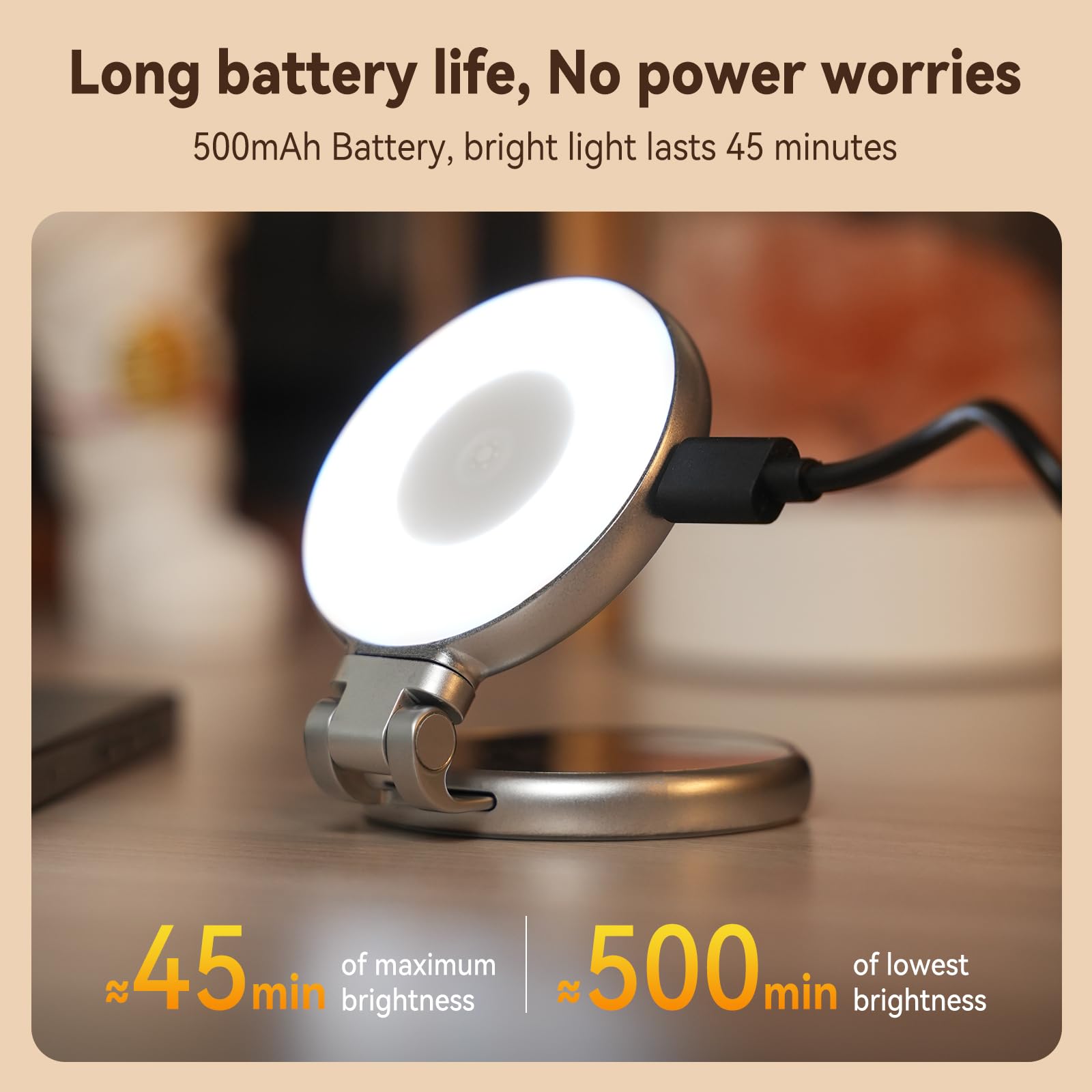 AFAITH C03 - Luce magnetica per selfie, compatibile con iPhone Magsafe, CRI97 360° LED Selfie Ring Fill Light con specchio per selfie/fotografia/TikTok/chiamate zoom/videoconferenze