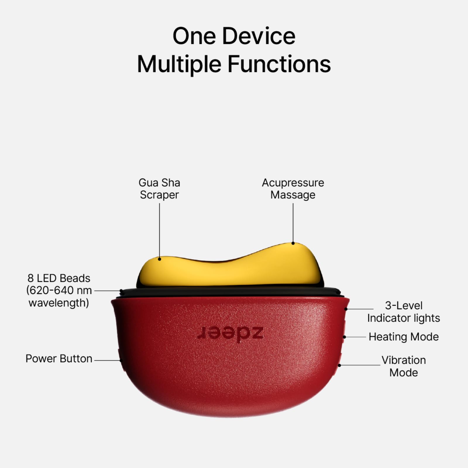 Electric Gua Sha Facial Tool with LED Red Light Therapy & Soothing Vibration, Heated Brass Face & Neck Massager, Smart Dual-Mode Skincare Device for Sculpting, Lifting & Relaxation