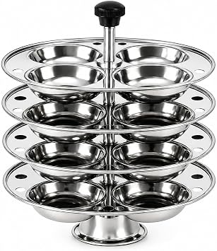 Stainless Steel Idli Maker Stand   4 Tier Steaming Plates for Soft Fluffy Idlis, Food Grade Construction with Easy Lift Handle, Dishwasher Safe Design, Perfect for South Indian Cuisine