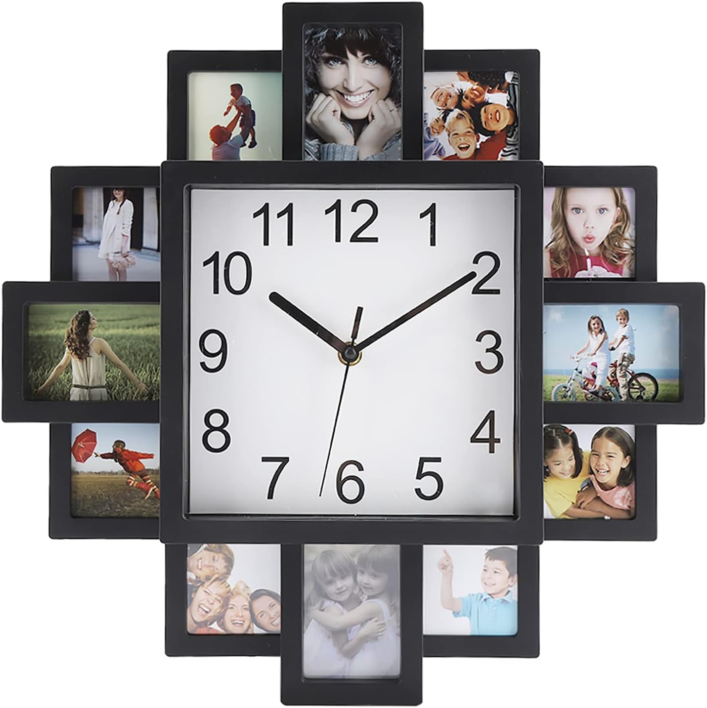 Wall Clock Photo Frame 2 in 1 Modern DIY Wall Clock with Collecting Memories Photo Frames Modern Decor Quiet Sweep for Home Living Room