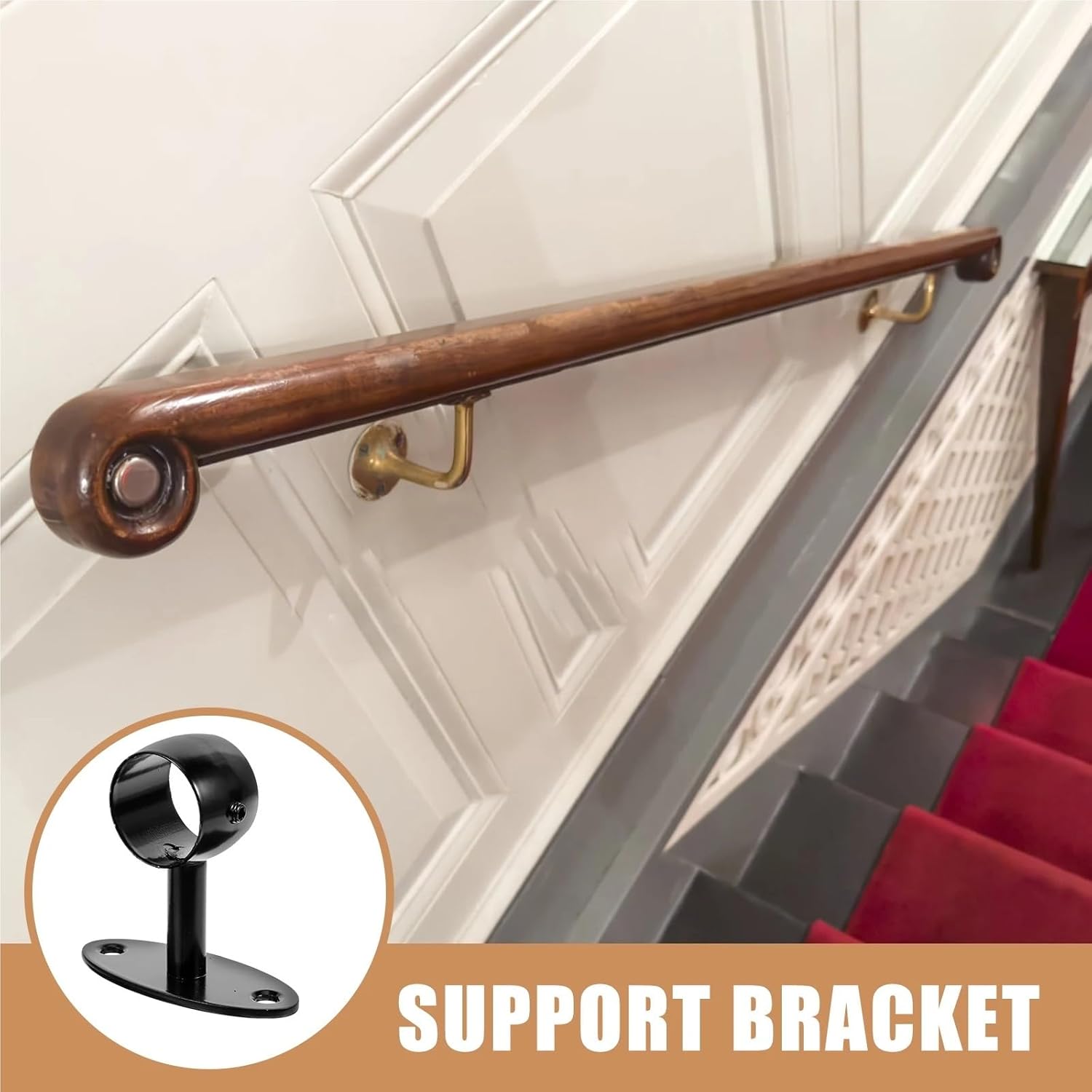 Handrail Bracket 10pcs Handrail Support Brackets Stainless Steel Adjustable Wall Mount Kits for Stairways, Home or Office Stair Support
