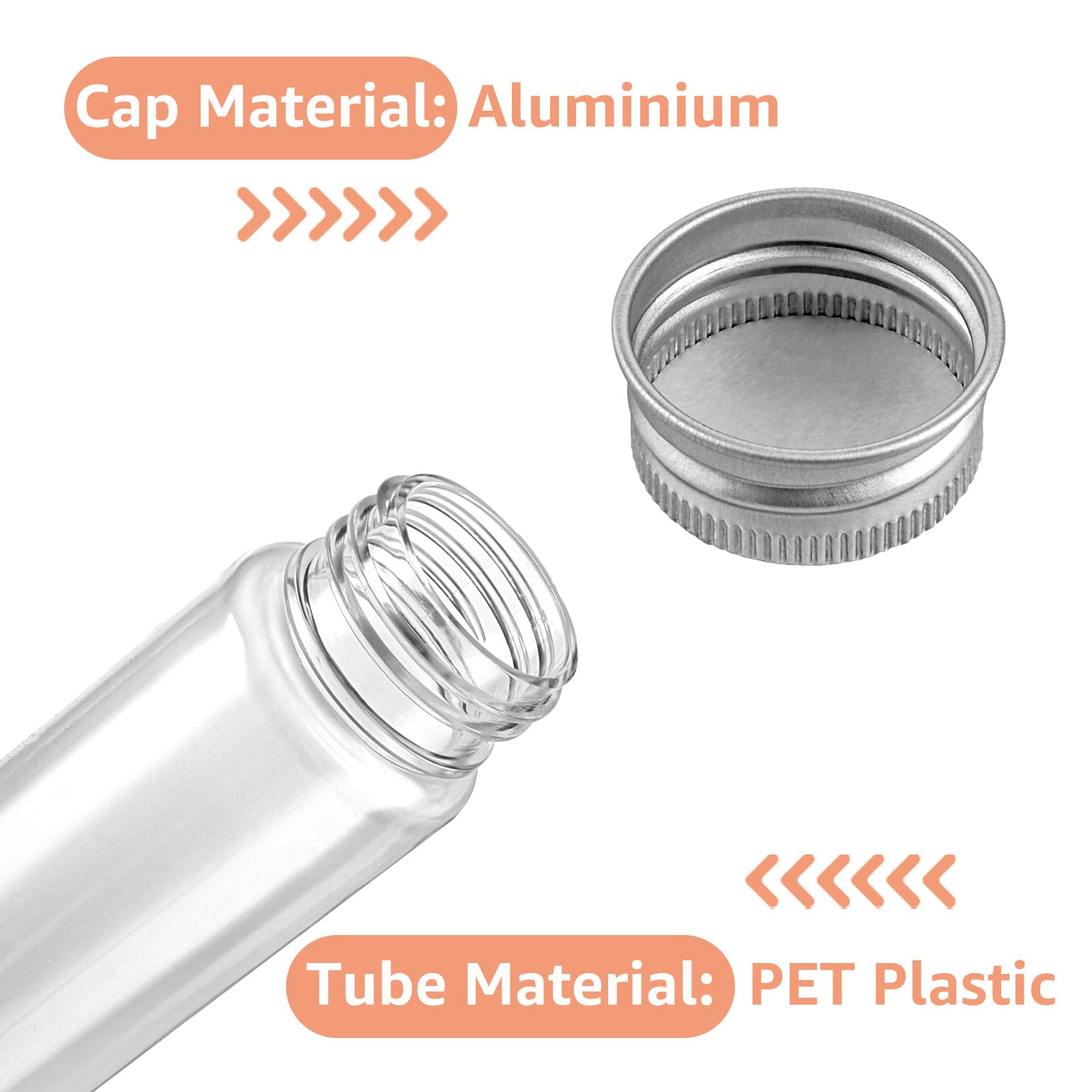40 pezzi 110ml provette di plastica trasparenti, 110ml provette trasparenti con tappo a vite, provette di plastica piatte per dolci, liquidi, piante, decorazione