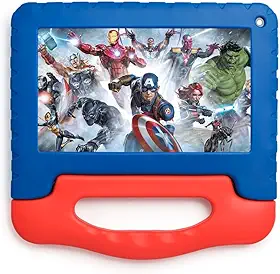 Tablet Infantil Avengers 4GB RAM + 64GB + Tela 7 pol + Case + Wi-fi + Android 13 + Quad Core Multi - NB417