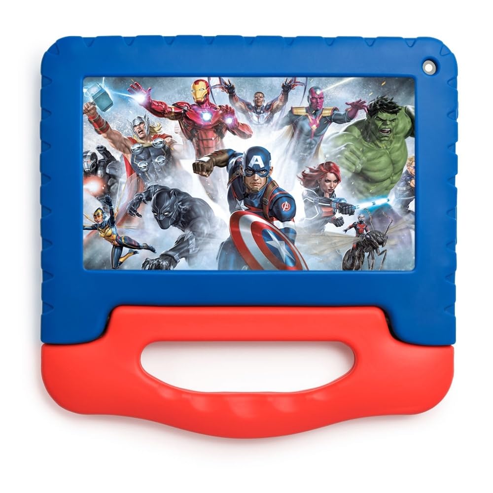Tablet Infantil Avengers 4GB RAM + 64GB + Tela 7 pol + Case + Wi-fi + Android 13 + Quad