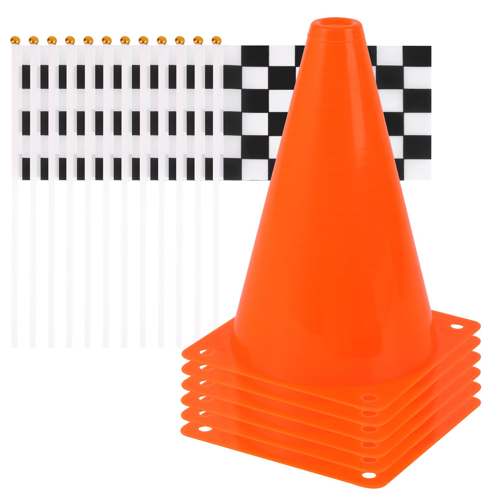 Photo 1 of ZICRO Mini Traffic Cones?with Hole on Top? with Racing Checkered Flags, Sports Safety Cones for Soccer Cones and Basketball Practice Equipment