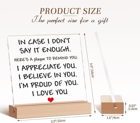 KAAYEE Gift for Her from Husband, Acrylic Plaque Gifts for Him from Wife Girlfriend on Wedding Anniversary Birthday Valentines Day Christmas, Romantic I Love You Presents for Boyfriend Couple