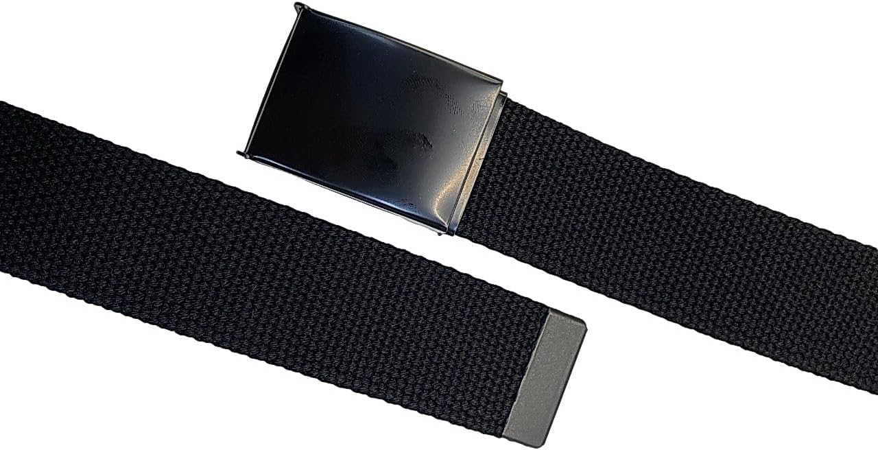 Canvas Belt Web Belt Military Belt Golf Belt with Black Flip-Top Buckle and Tip Waist Size Up to 55" Long Black Buckle - Image 6
