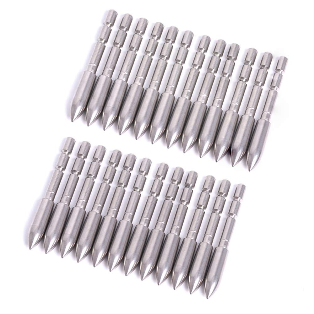 ACCMOS 24pcs 70 80 90 100 110 120 Grain Stainless Steel Bullet Point Tip for ID 4.2 mm Arrow Shaft, Archery Hunting Arrows Accessories (110gr OD5.8mm)