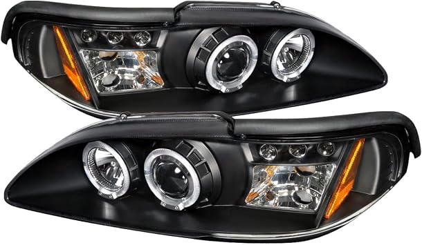 For GT Black LED Halo Projector Headlights Head Lamps