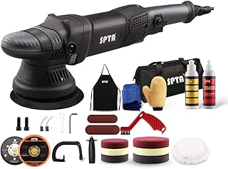 SPTA 5inch 780W Dual Action Polisher Orbit 15mm Auto Polisher DA Car Polisher 120ML Abrasive Home DIY Polisher with Waxing Polishing Pads Set