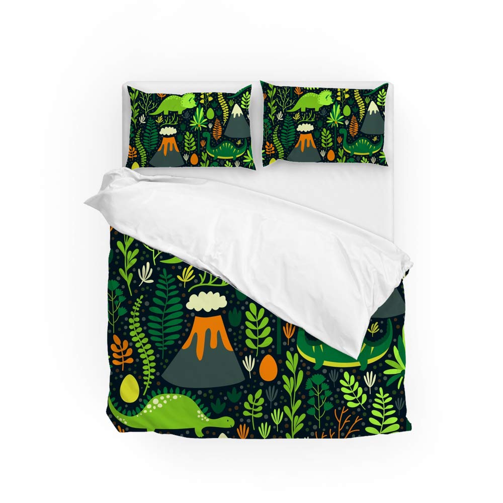 Housse de couette dinosaures vert super king pour chambre d'enfant ludique