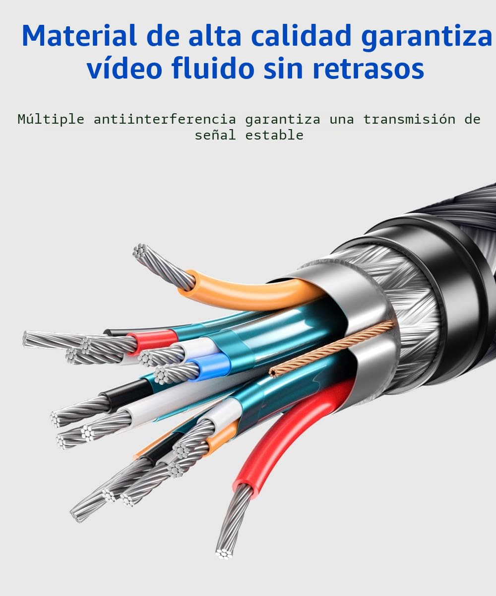 JSAUX Cable DisplayPort a HDMI 4K 2M 4K@30Hz, 2K@60Hz, 1080P@120Hz Unidireccional [chapado en oro, trenzado, funda de aluminio] Ordenador DP a HDMI Monitor Compatible con Lenovo, HP, Dell, AMD,NVIDIA