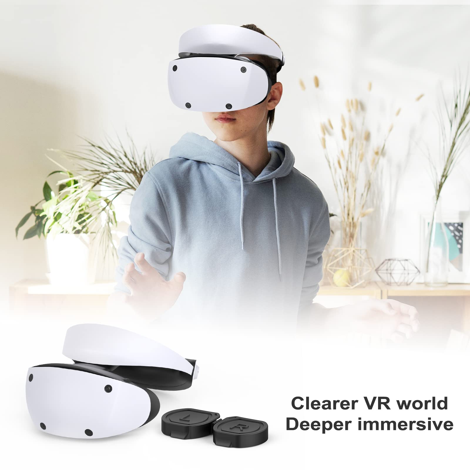FASTSNAIL Confezione da 2 protezioni per obiettivo compatibili con PlayStation VR 2, lenti lavabili per PS VR2, anti-graffio antipolvere, copriobiettivo, accessorio compatibile con PS5 VR2