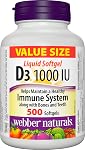 Webber Naturals Vitamine D3 1000 UI, 500 Gélules Molles, Pour des Os Sains, des Dents et le Maintien d'une Bonne Santé