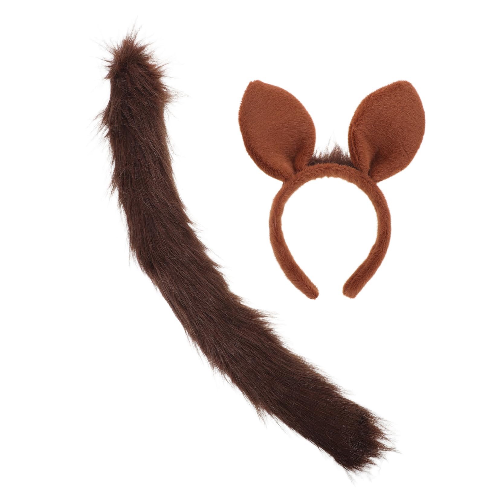 Healeved 3 Juegos Diadema Fácil de Usar Marrón Orejas de Caballo de Felpa Diseño Realista Cola Ajustable para Cosplay y Fiestas para Adultos Celebraciones