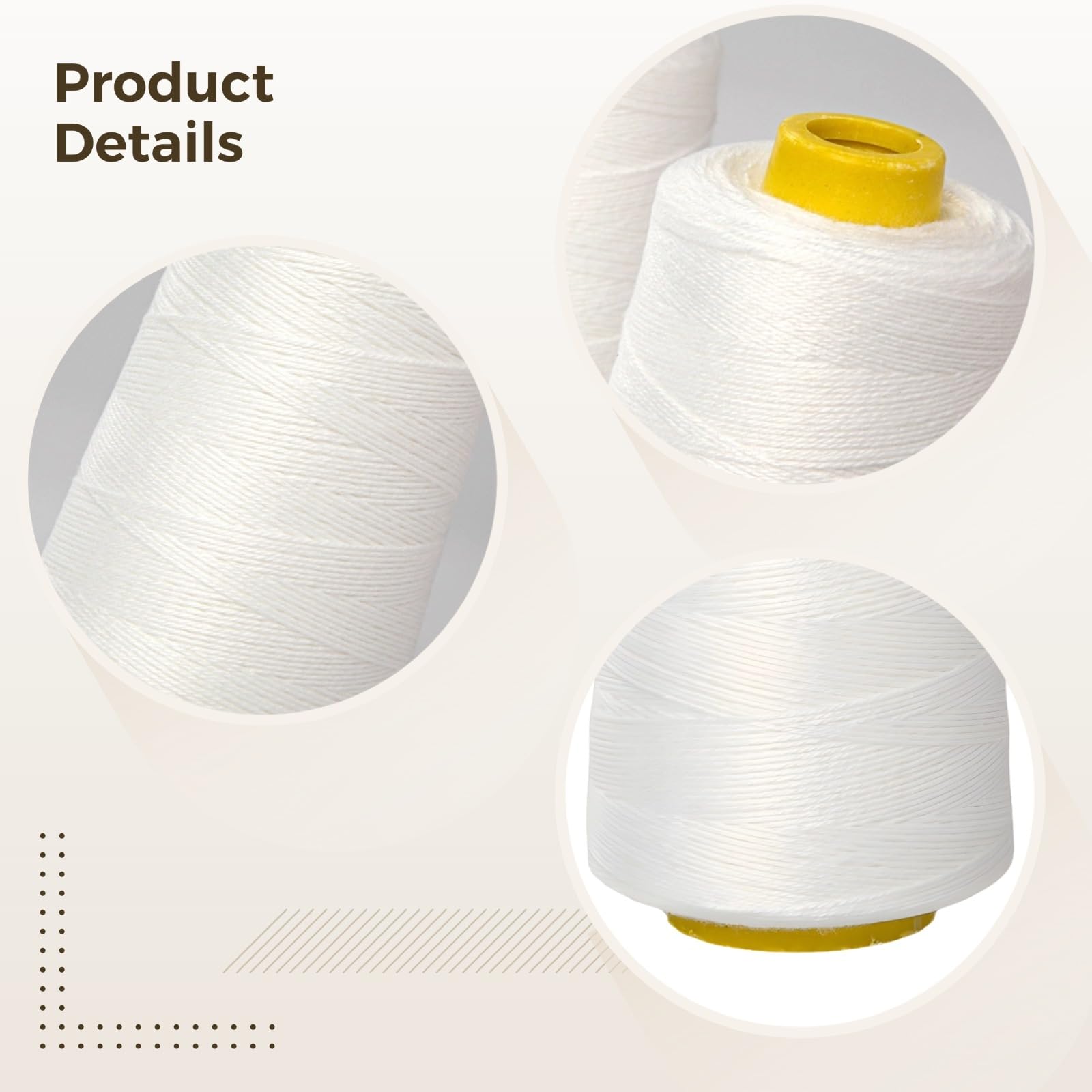 Hilo de coser de poliéster de 6 hebras de 656 yardas, hilo de coser de poliéster resistente para mano y máquina de coser, apto para tela, cuero y más, ideal para grandes proyectos de costura y