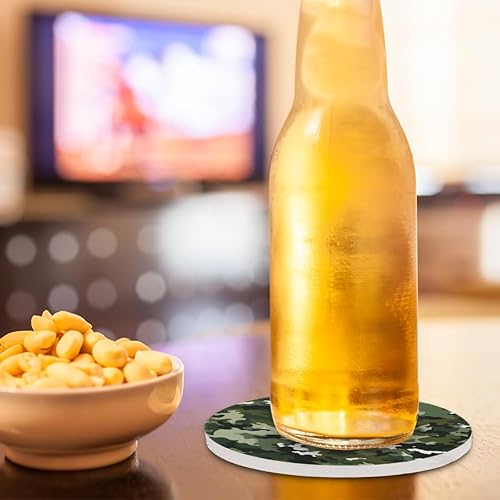 Miniatura 5 de Coasters for Drinks,Camouflage Texture Absorbent Cork Coasters Fashion Camo Green Set Coasters Reusable Coasters for Home Office Coffee Bar