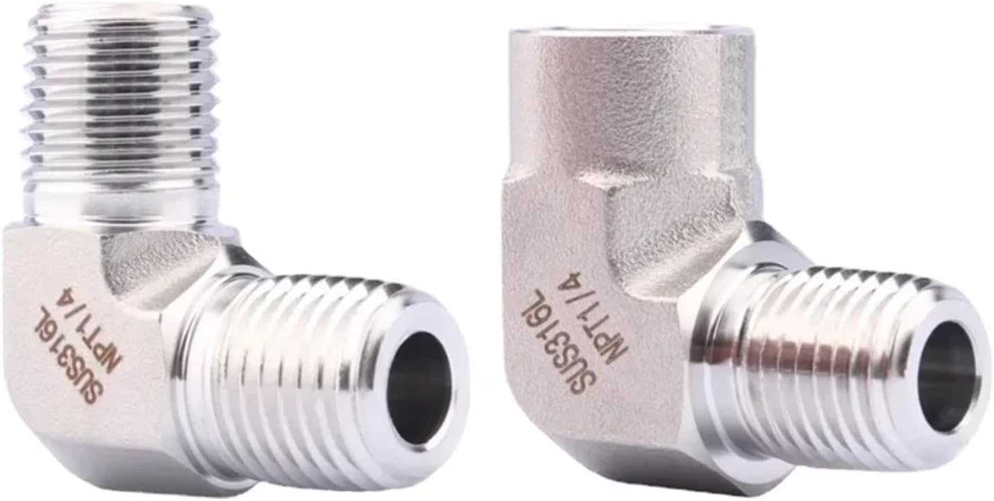 1pc 4000 PSI 1/8" 1/4" 3/8" 1/2" NPT Male Female 90 Degree Elbow Tee 3 Ways 316L Stainless Steel Forged Pipe Fitting(Female Tee,1/4")