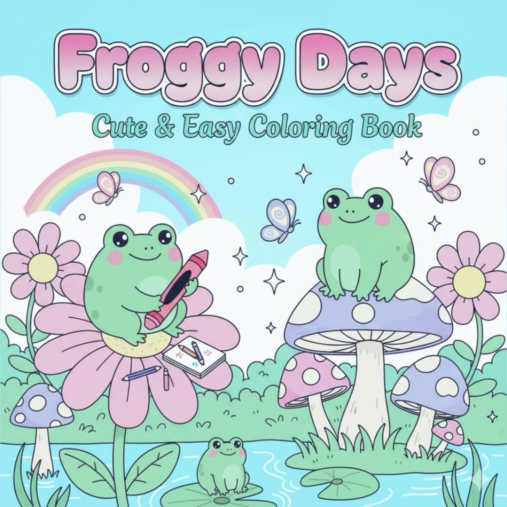 Froggy Days: A Whimsical Frog Coloring Book Filled with Cute Adventures, Cozy Scenes, and Relaxing Fun for Kids, Teens, and Adults