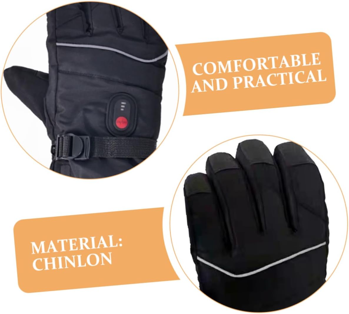 1pair Rechargeable Heated Ski Gloves for Men Electric Mittens Temperature Control for Cold Weather Outdoor Sports for Skiing Snowboarding Hiking and Camping