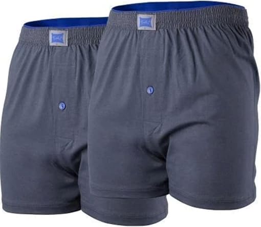 Passion Underwear Mens Cotton Combed Cotton Button Boxer 2 Pack.