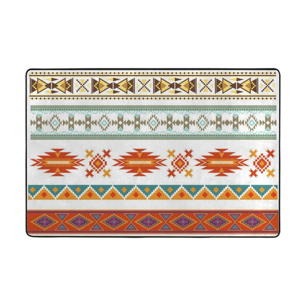 Grand tapis de sol antidérapant aztèque 12x10 cm lavable salon