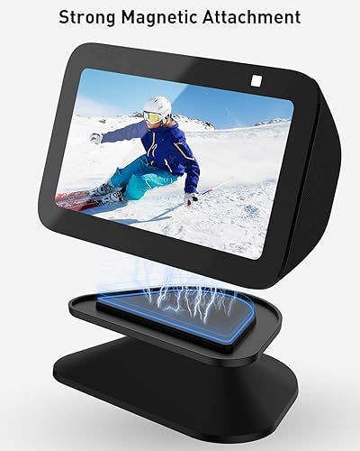 Miniatura 5 de Maxonar Soporte para Echo Show 5 (3 generación), soporte giratorio de inclinación ajustable, base antideslizante, magnético fuerte, compatible con