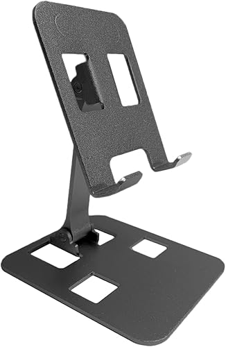 Soporte de teléfono para escritorio ángulo ajustable, totalmente plegable, soporte para teléfono celular portátil y tableta iPad con mesa base