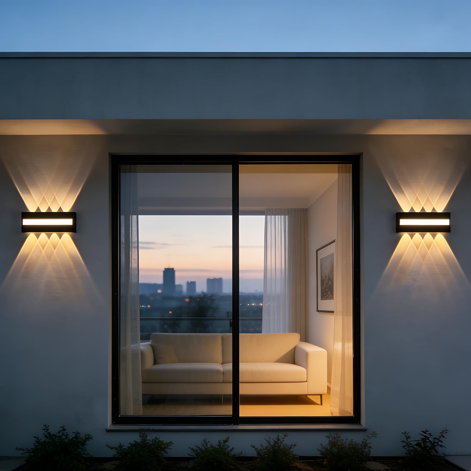 4PCS LED Wandlampe für Innen und Außen - 3000K IP65 Wasserdicht Wandlampe mit 8 Lichtquellen, 12W Aluminium LED Lampe, Wandleuchten, Up and Down Leuchten Innen, Garten, Flur, Balkon, Treppenhaus