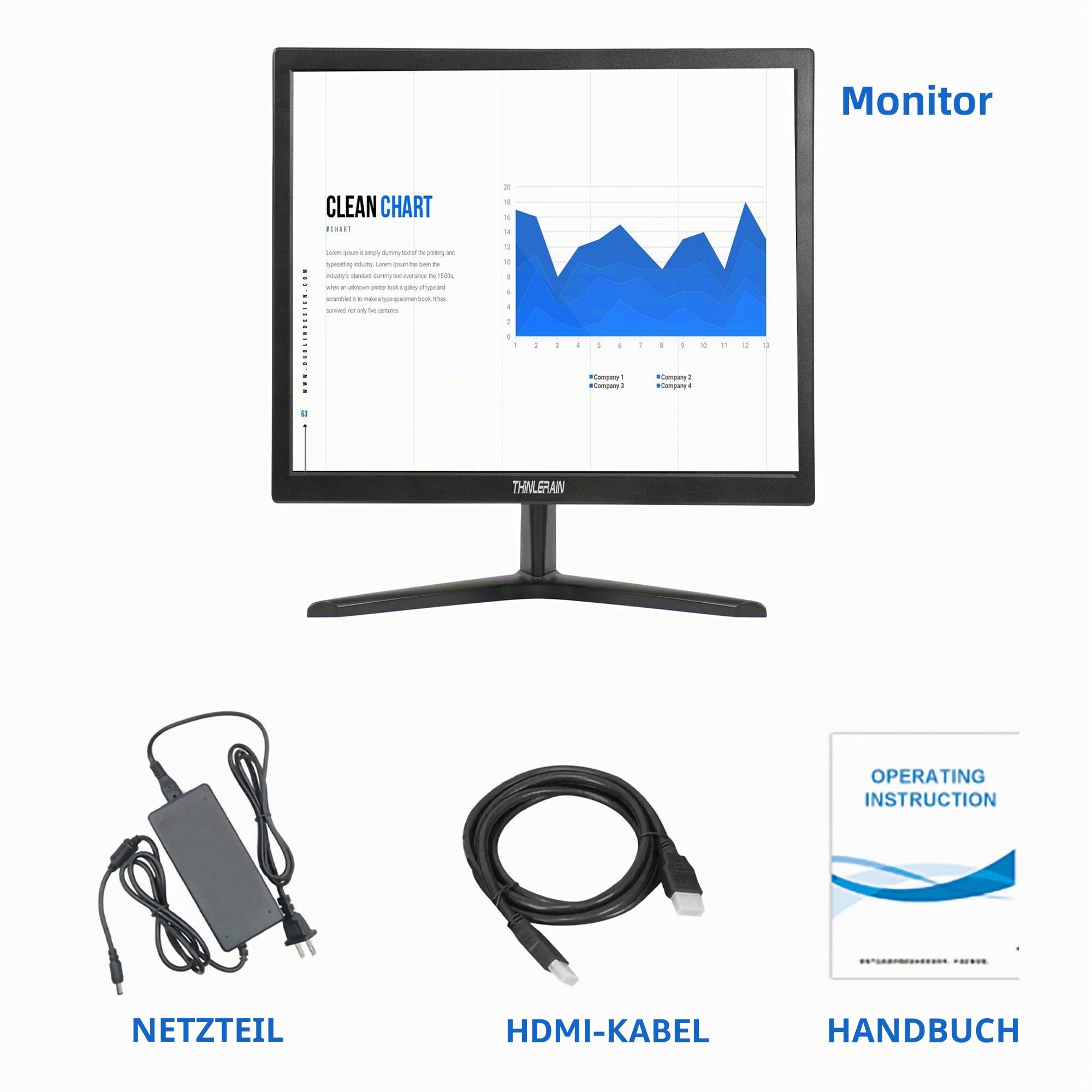 17 Zoll PC Monitor 1280 x 1024 LED Screen 4:3 (60Hz, 5ms Response Time, Built-in Speaker) VGA/HDMI/VESA TN Panel Monitor