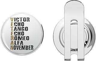 Phonetic Alphabet Design Veteran Victor Echo Tango Echo Romeo ALFA NOVEMER Black Text Golf Hat Clip with Magnetic Ball Marker – Durable Metal Accessory for Golfers