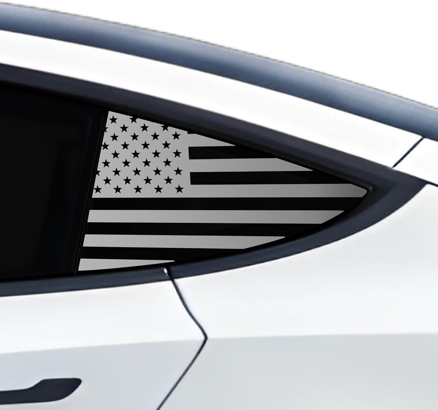BOGAR TECH DESIGNS Precut Quarter Window American Flag Vinyl Decal Sticker Compatible with Tesla Model 3 2024-2025, Matte Black