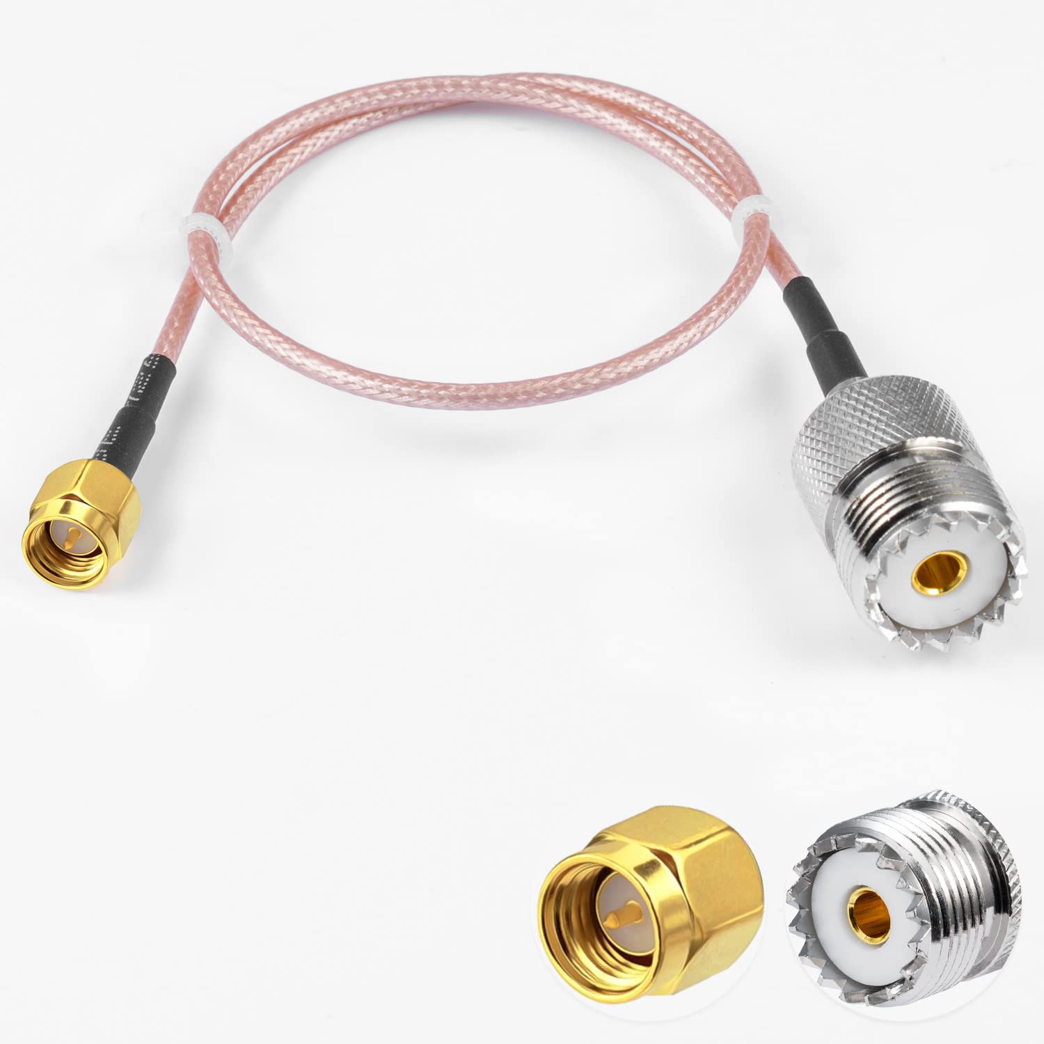 Vecys SMA Male to UHF Female RF Coaxial Coax Cable SMA Male to SO-239 Pigtail RG316 12"/30CM for SDR UV-5R Series Handheld CB Radio Two Way Radio