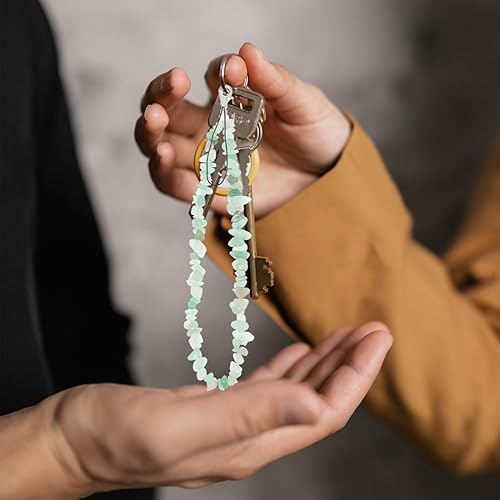 Miniatura 6 de UKCOCO Cordón de teléfono celular con cuentas de cristal, correa de muñeca para teléfono celular, llavero de teléfono